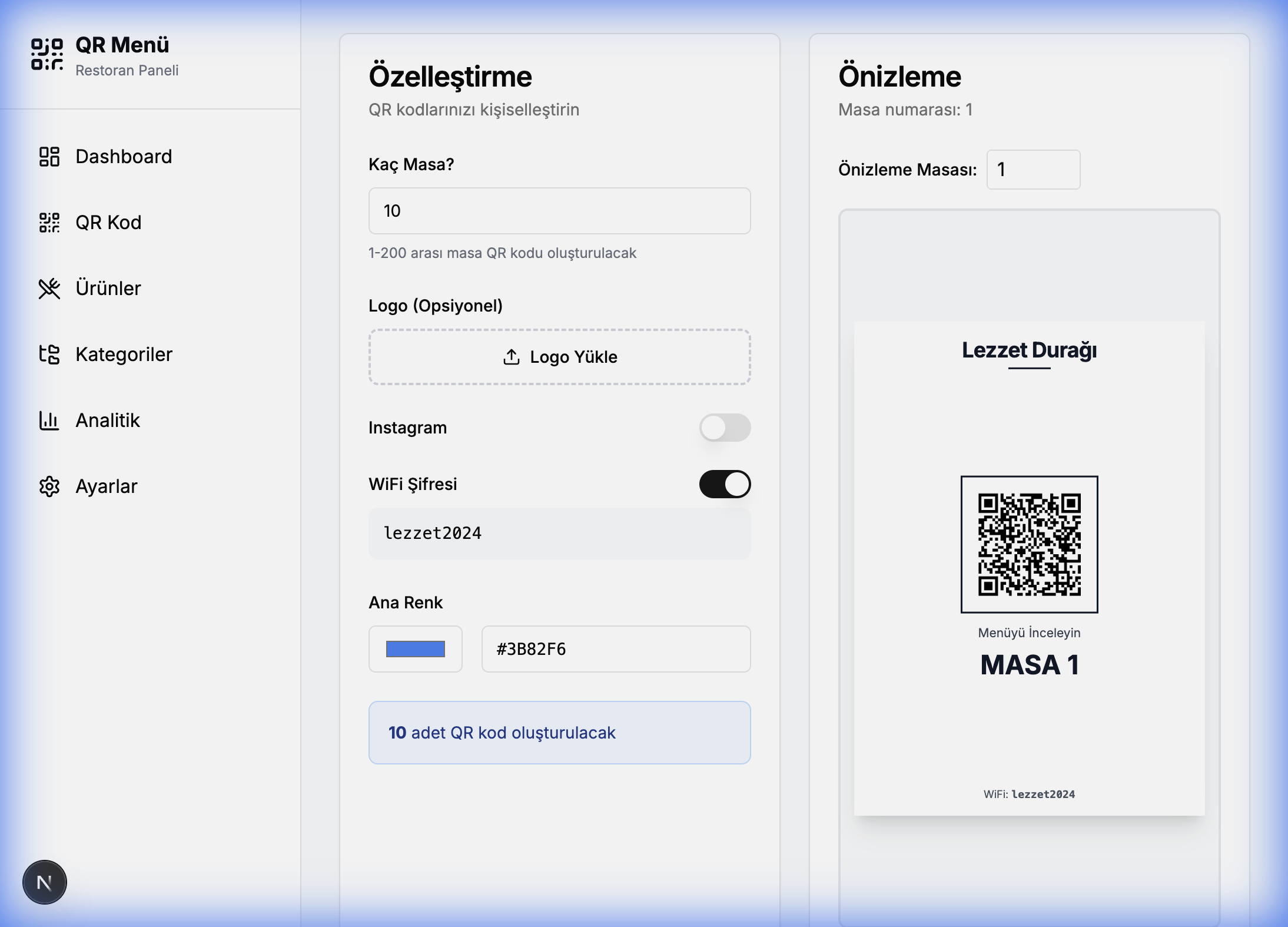 QR Şablonları Önizleme
